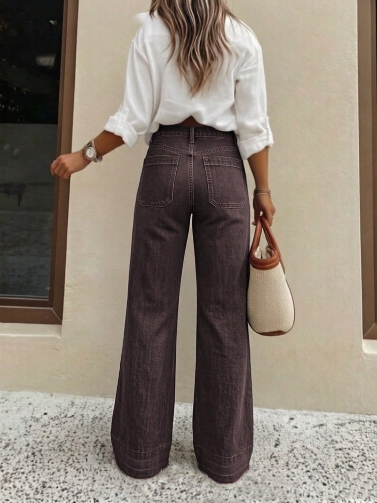 Back view, full-length wide leg
