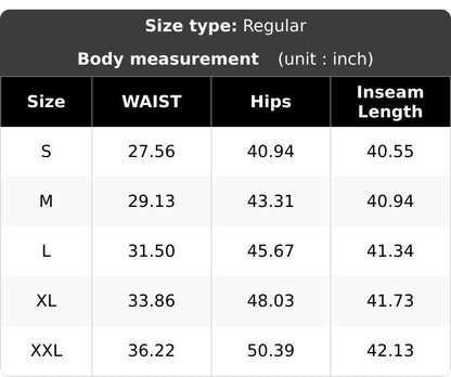 Size chart S to 2XL