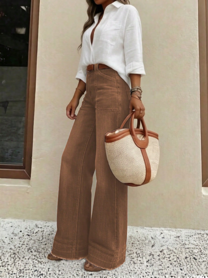 Back view, wide-leg drape