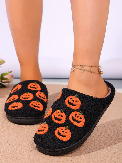 Halloween pumpkin plush slippers