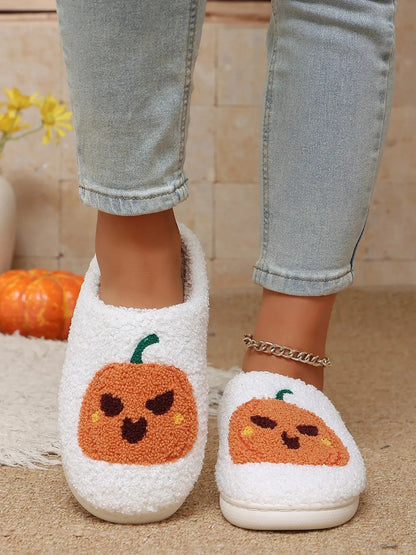 Halloween pumpkin plush slippers