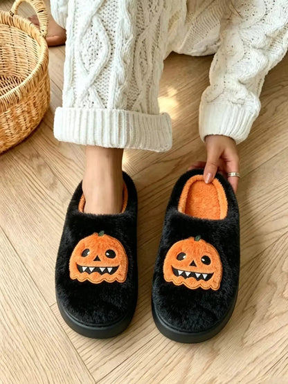 Halloween pumpkin plush slippers