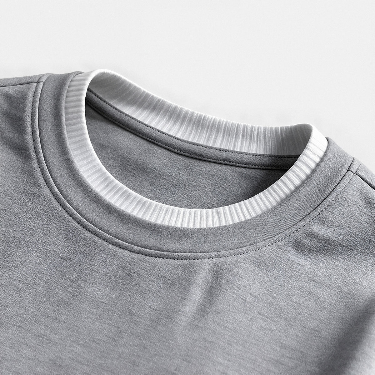 Close-up of the ribbed layered neckline