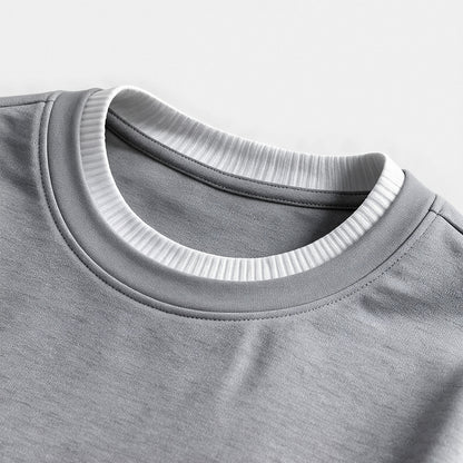 Close-up of the ribbed layered neckline