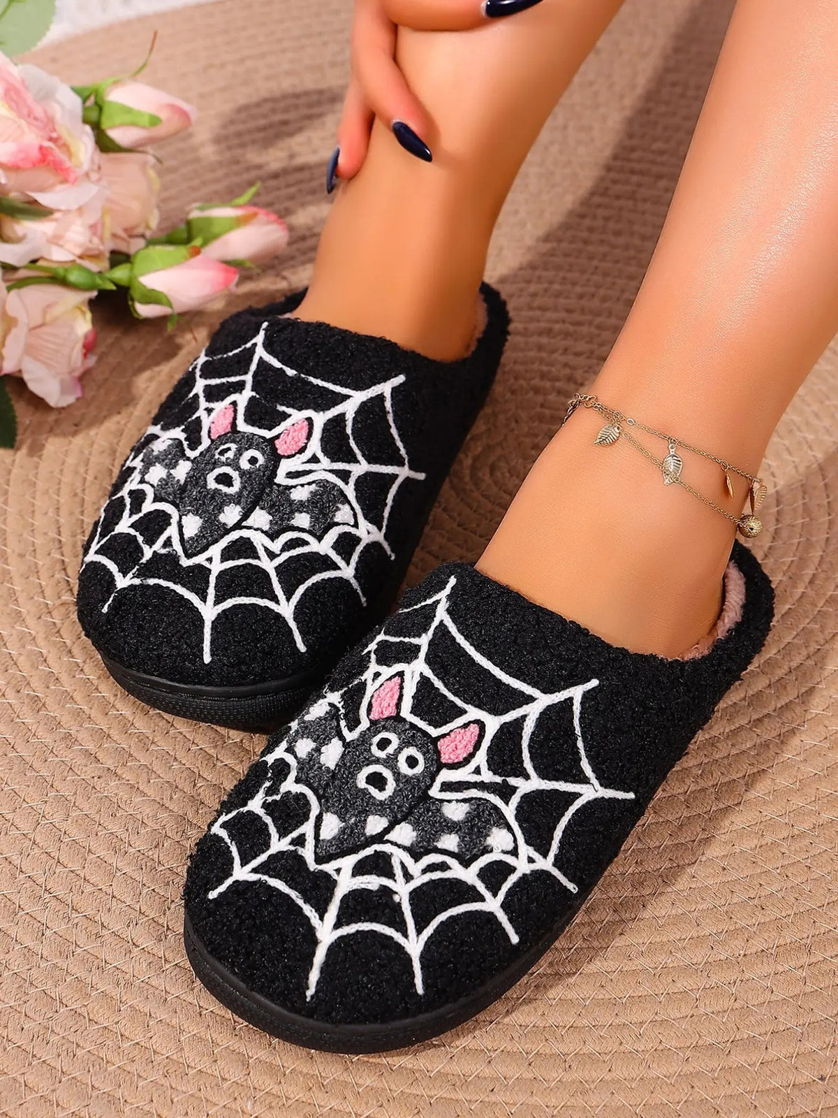 Halloween pumpkin plush slippers