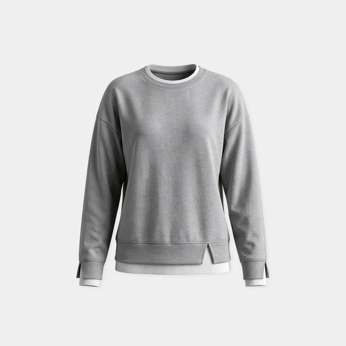 Layered crew neck sweatshirt in Heather Grey