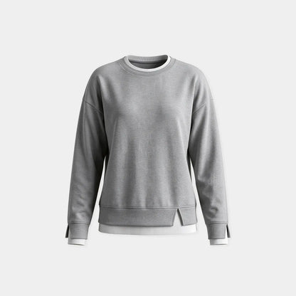Layered crew neck sweatshirt in Heather Grey