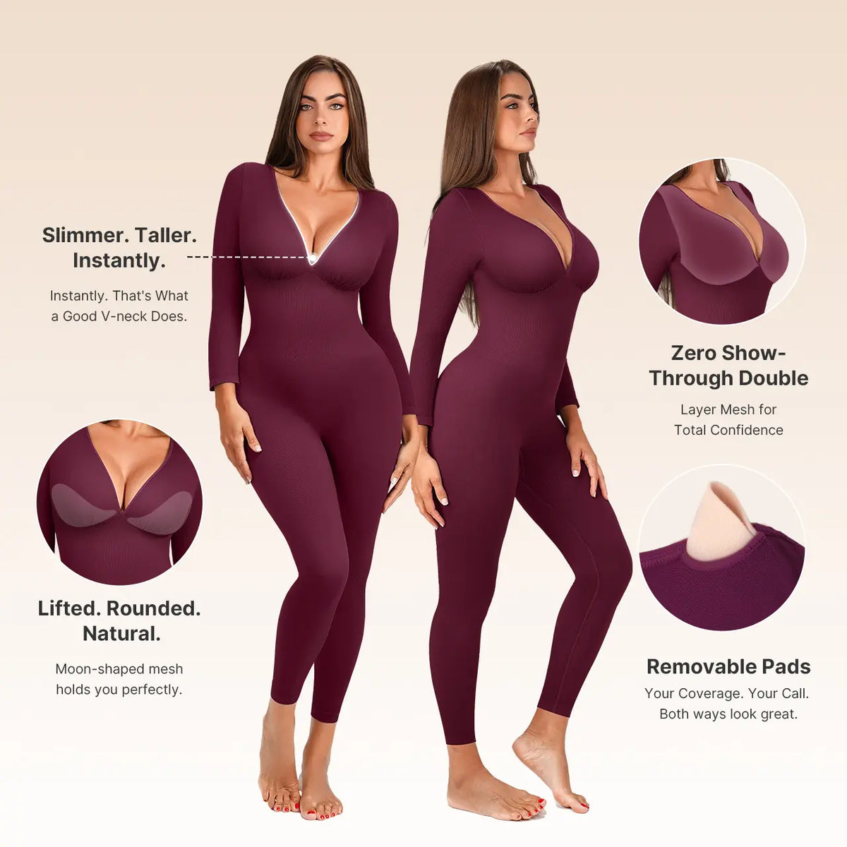 Built-in cups, removable pads and double-layer mesh features