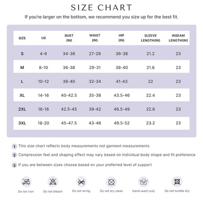 Size chart S to 3XL